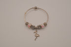 Pandora style flamingo pendant charm bracelet