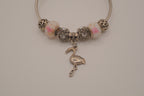 Pandora style flamingo pendant charm bracelet
