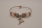 Pandora style flamingo pendant charm bracelet