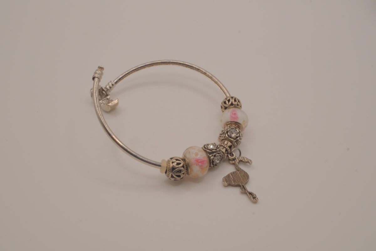 Pandora style flamingo pendant charm bracelet
