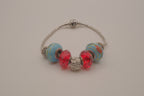 Pandora style Blue and Red charm bracelet