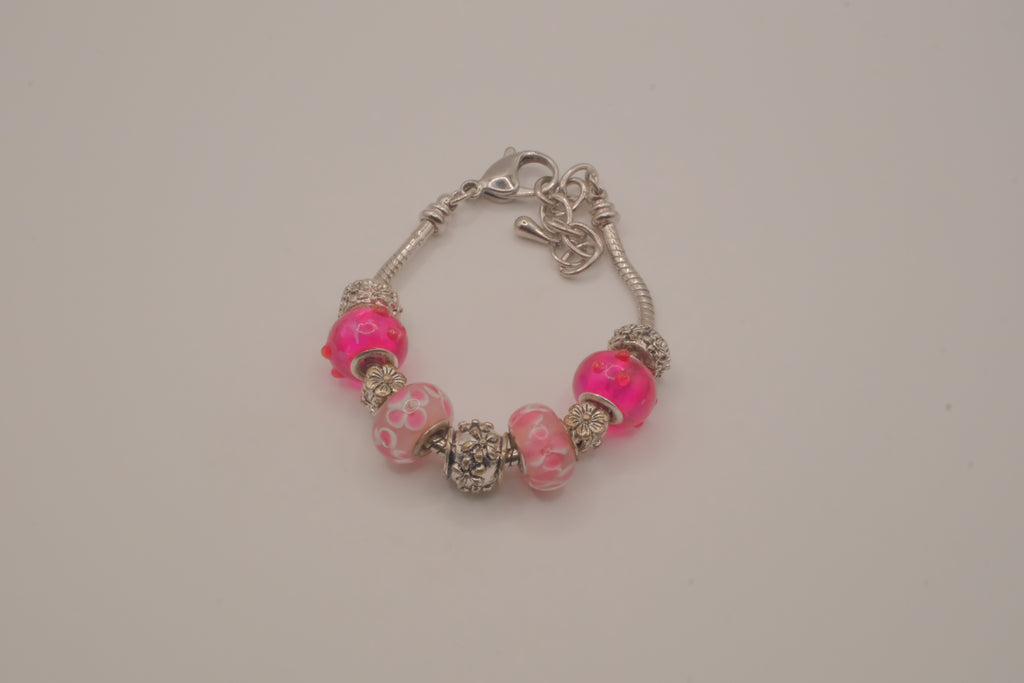 Pandora style Pink charm bracelet