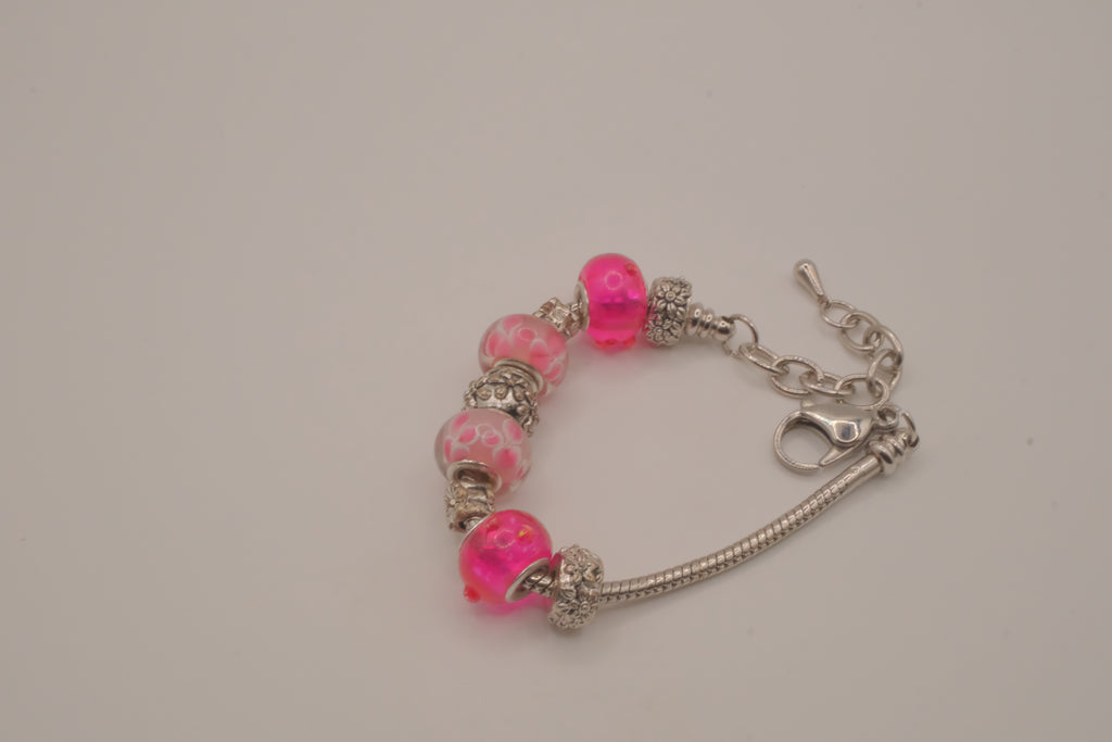 Pandora style Pink charm bracelet