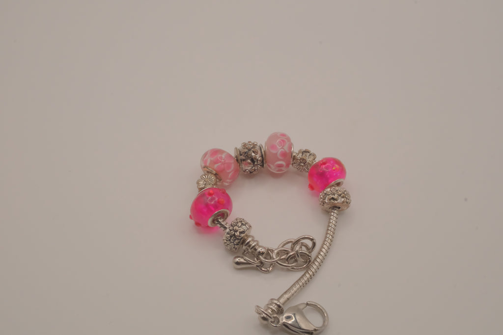 Pandora style Pink charm bracelet