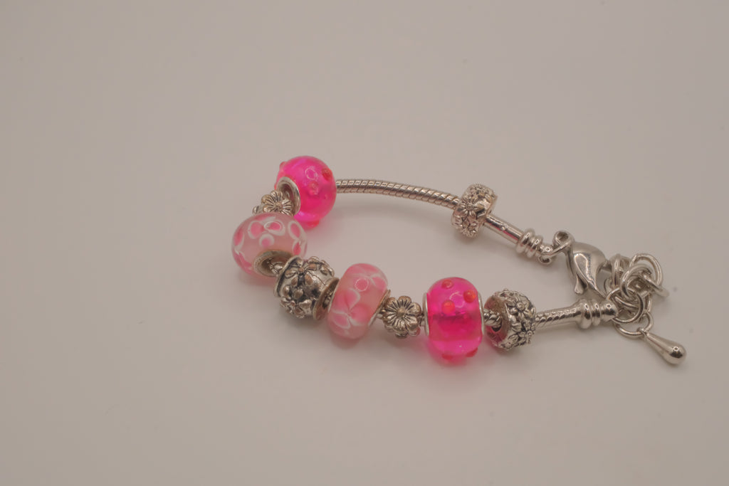 Pandora style Pink charm bracelet