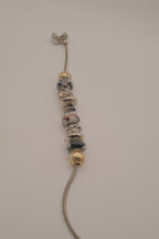Pandora style Black and White rhinestones charm bracelet