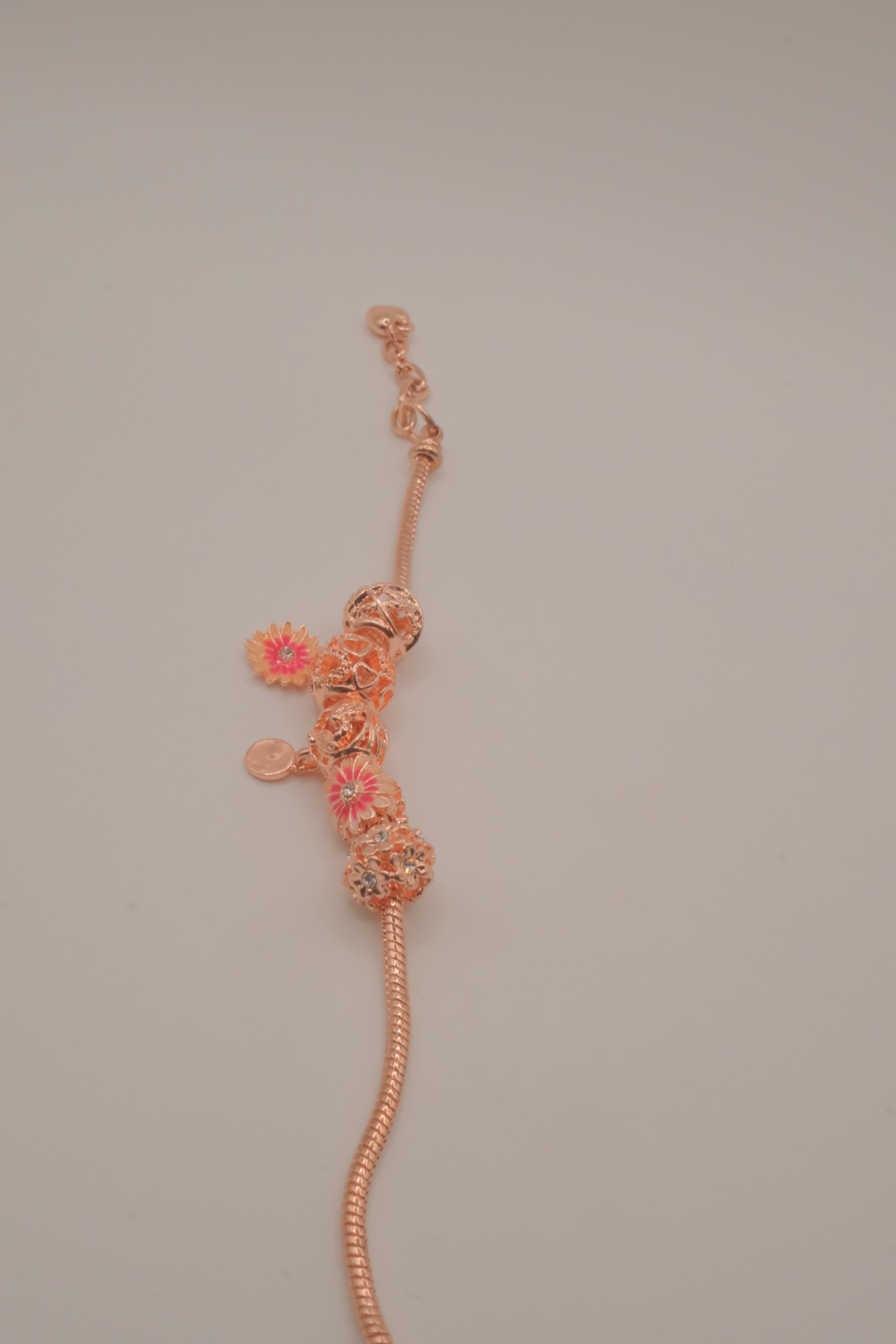 Pandora style Rose Gold charm bracelet