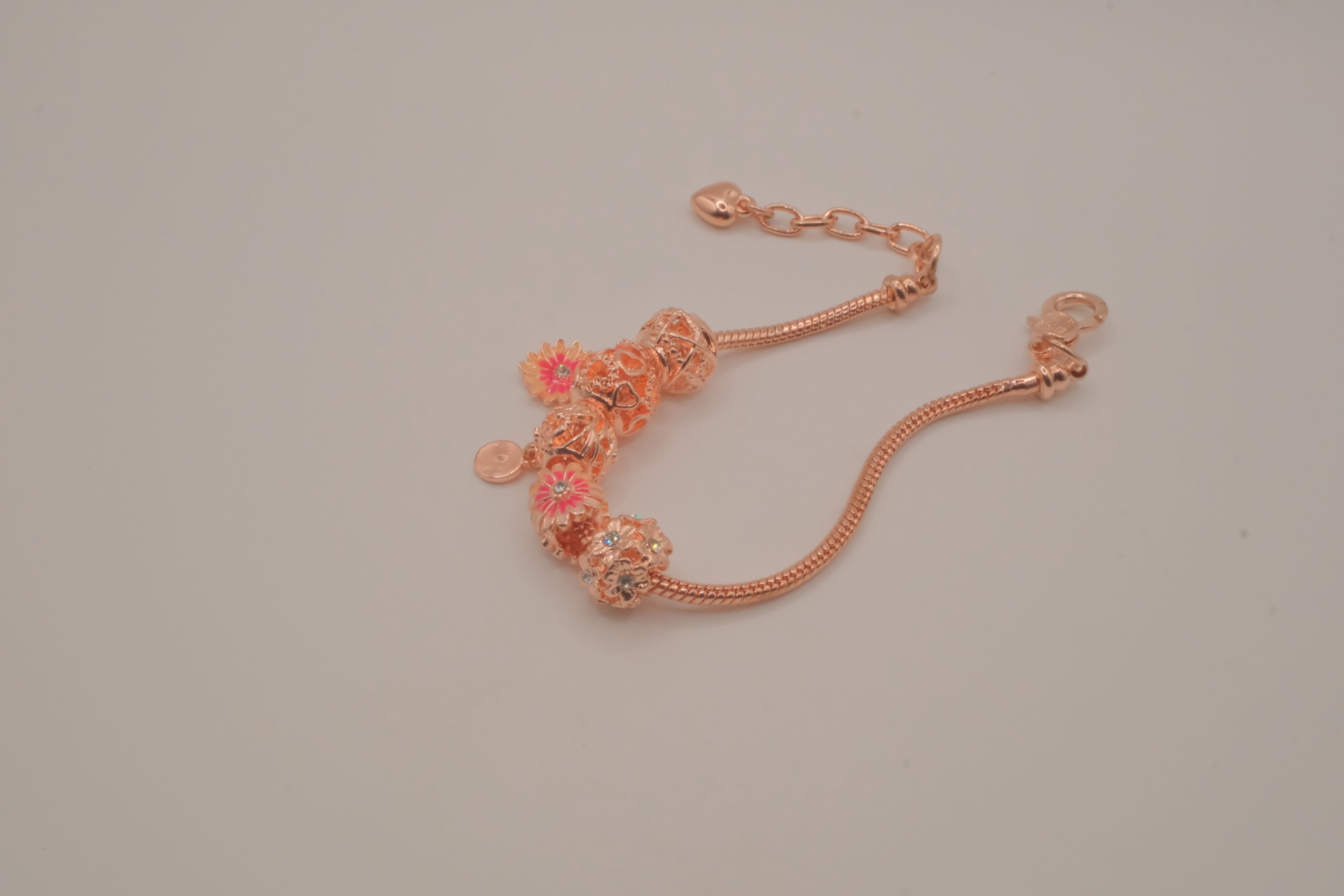 Pandora style Rose Gold charm bracelet