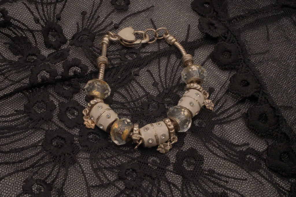 Pandora style White crystals bracelet