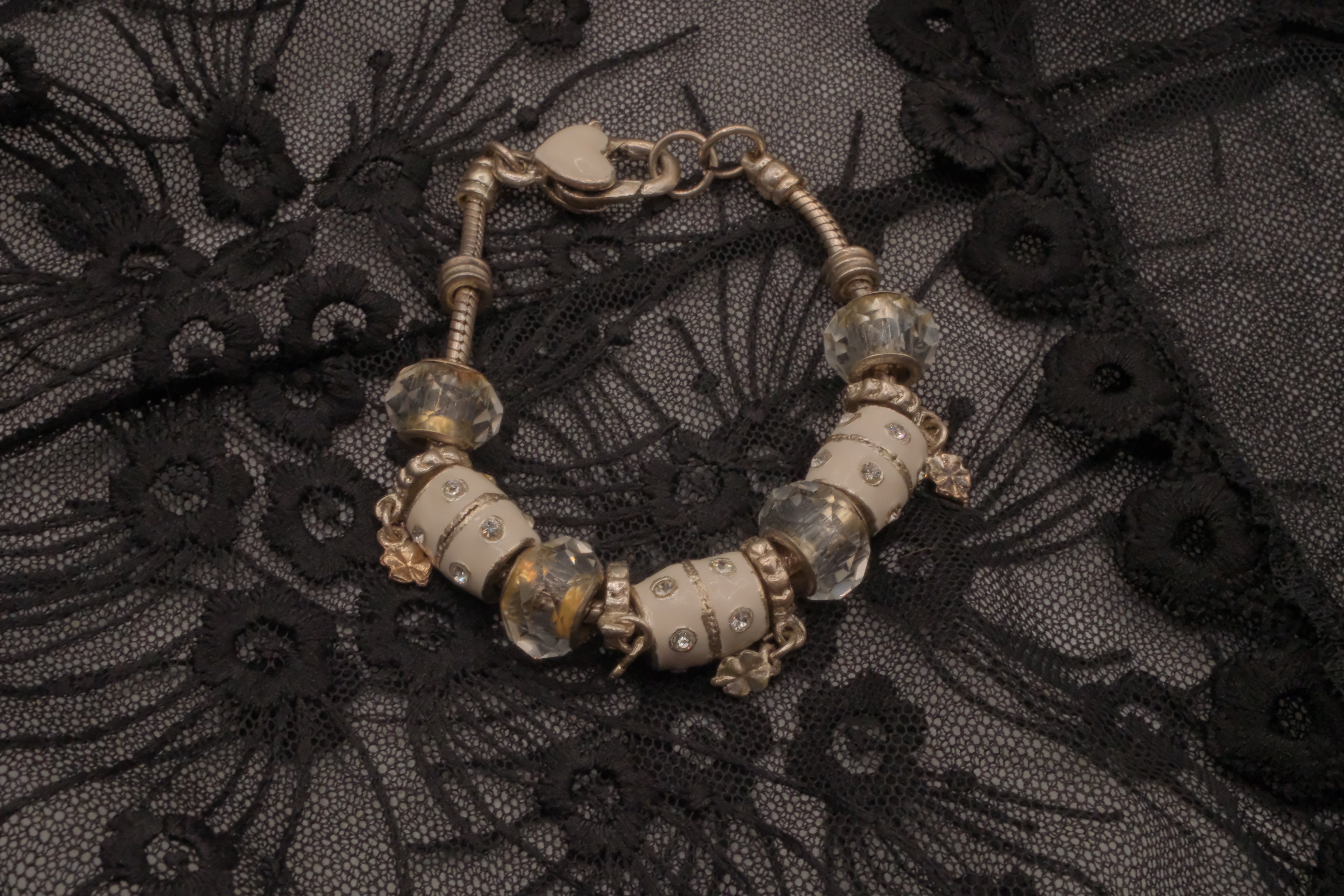 Pandora style White crystals bracelet