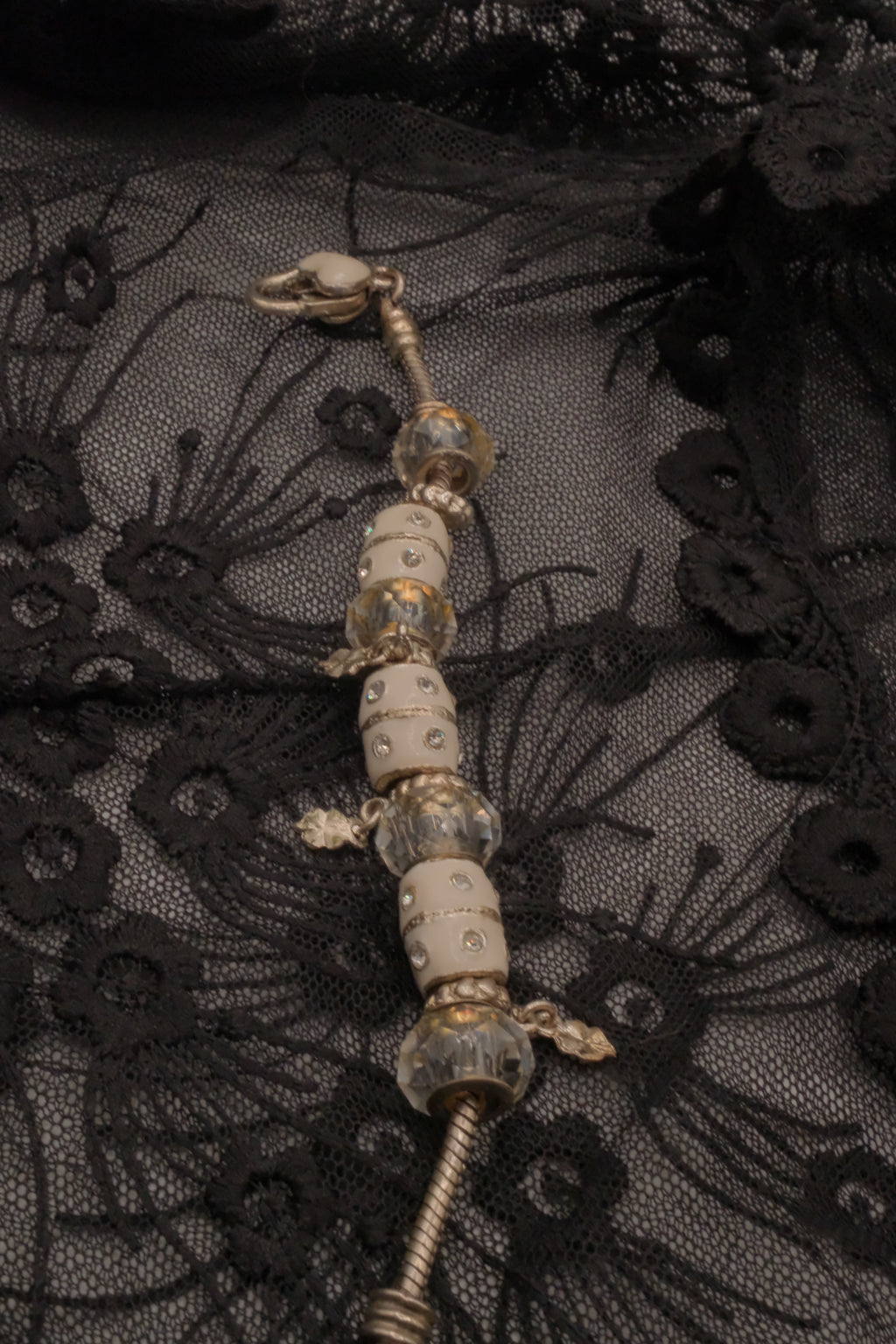 Pandora style White crystals bracelet