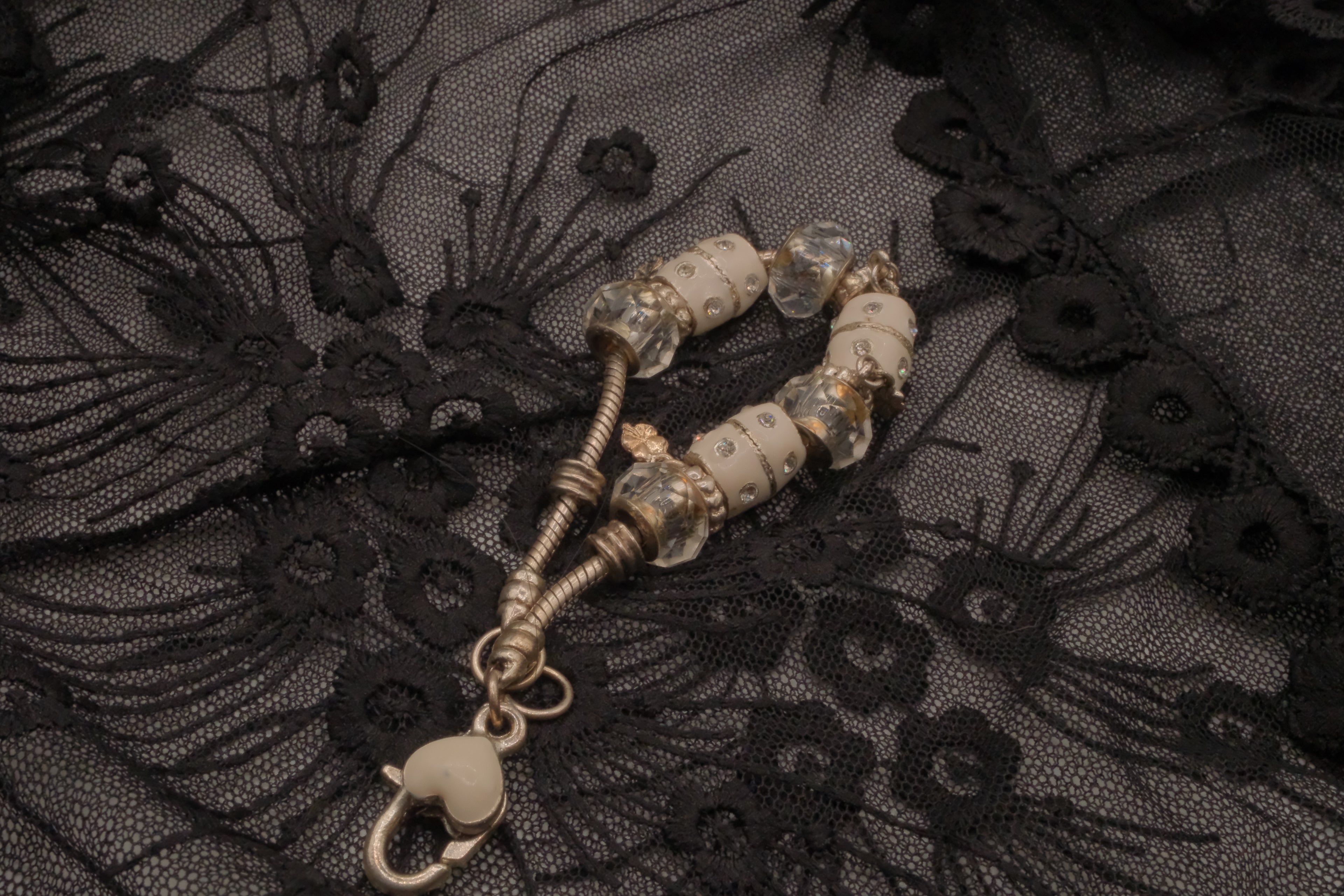 Pandora style White crystals bracelet