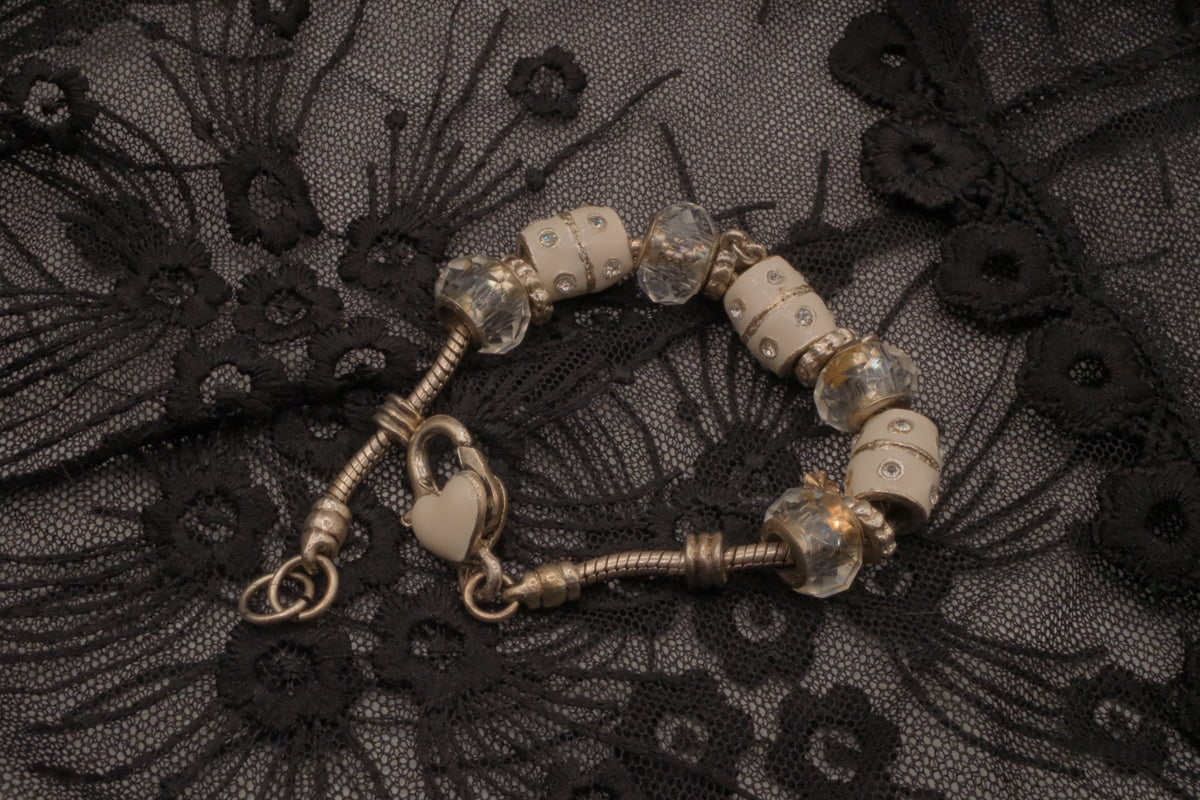 Pandora style White crystals bracelet