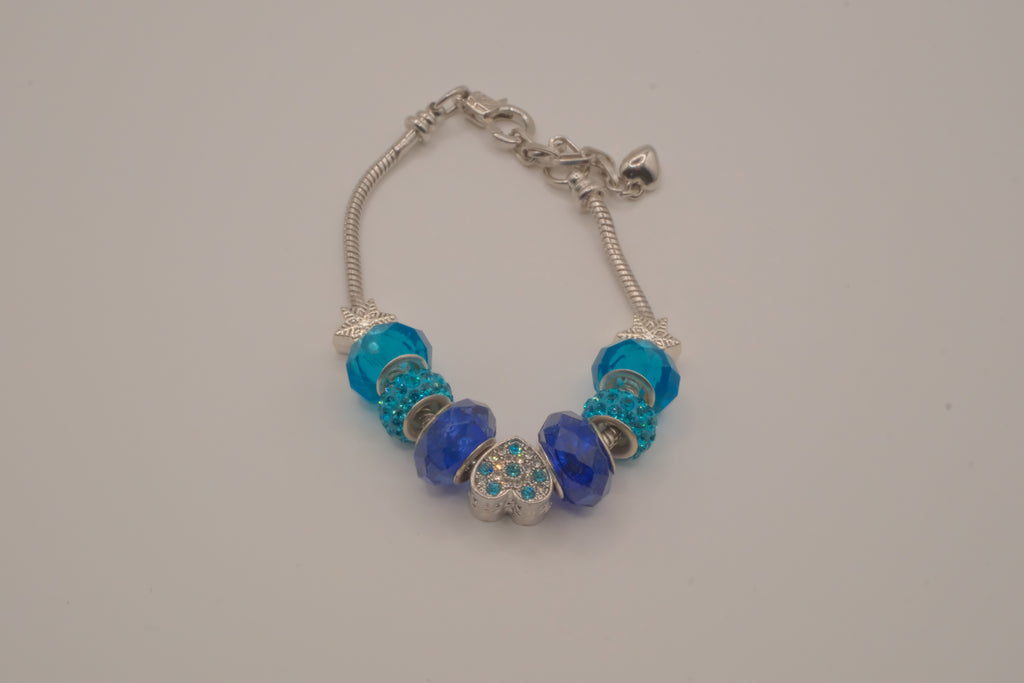 Pandora style Blue and Turquoise bracelet