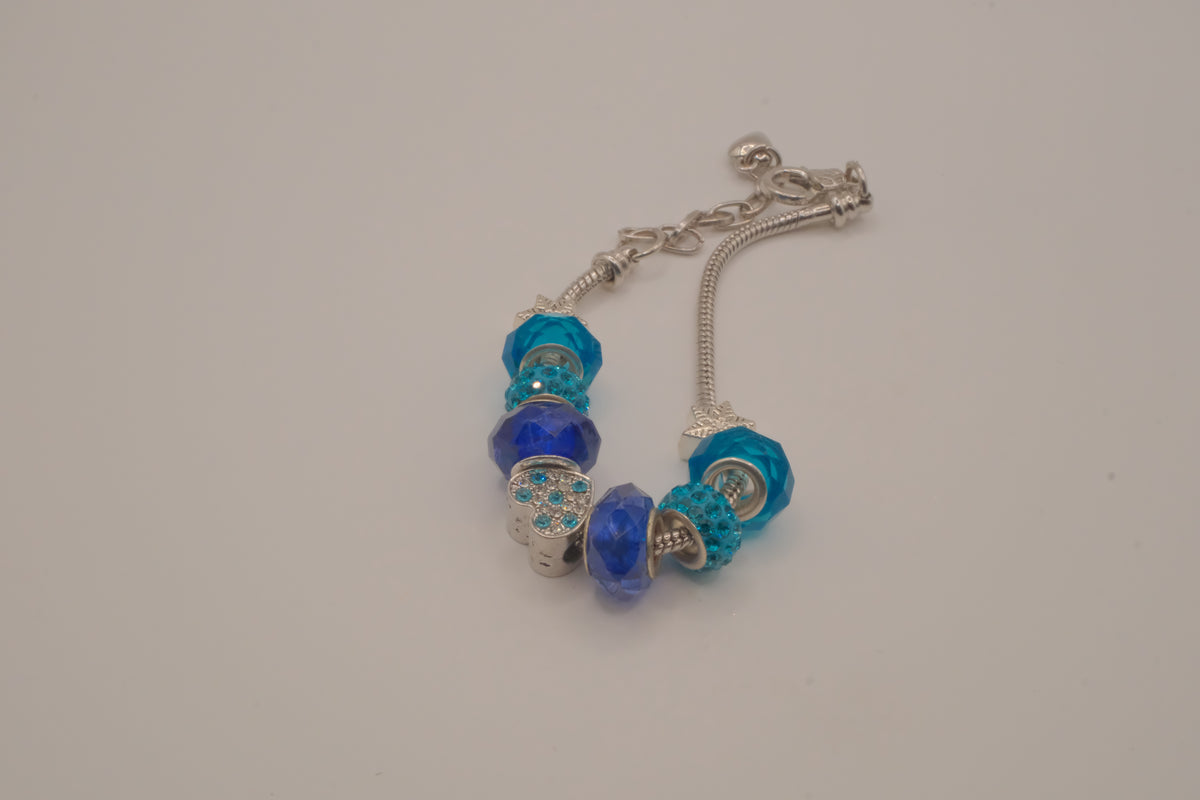 Pandora style Blue and Turquoise bracelet