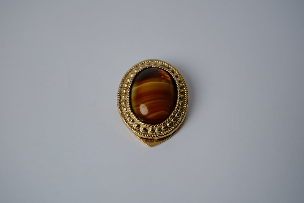 Vintage Gold Tiger's Eye Scarf Clip