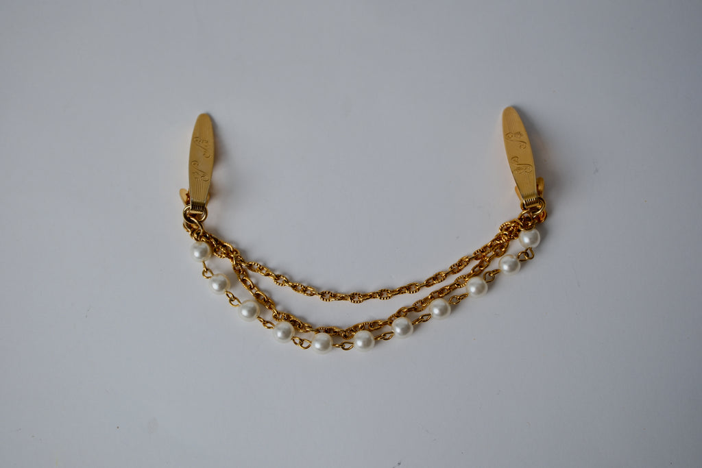 Vintage Gold Pearl Sweater Clip