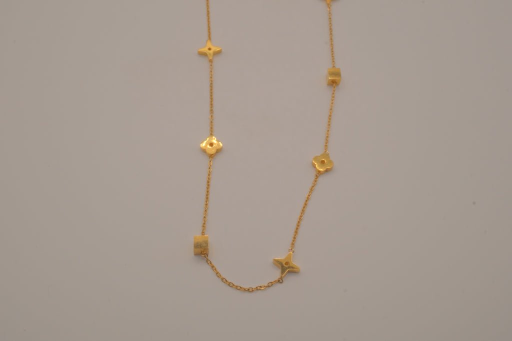 18K GP Geometric Clover Necklace
