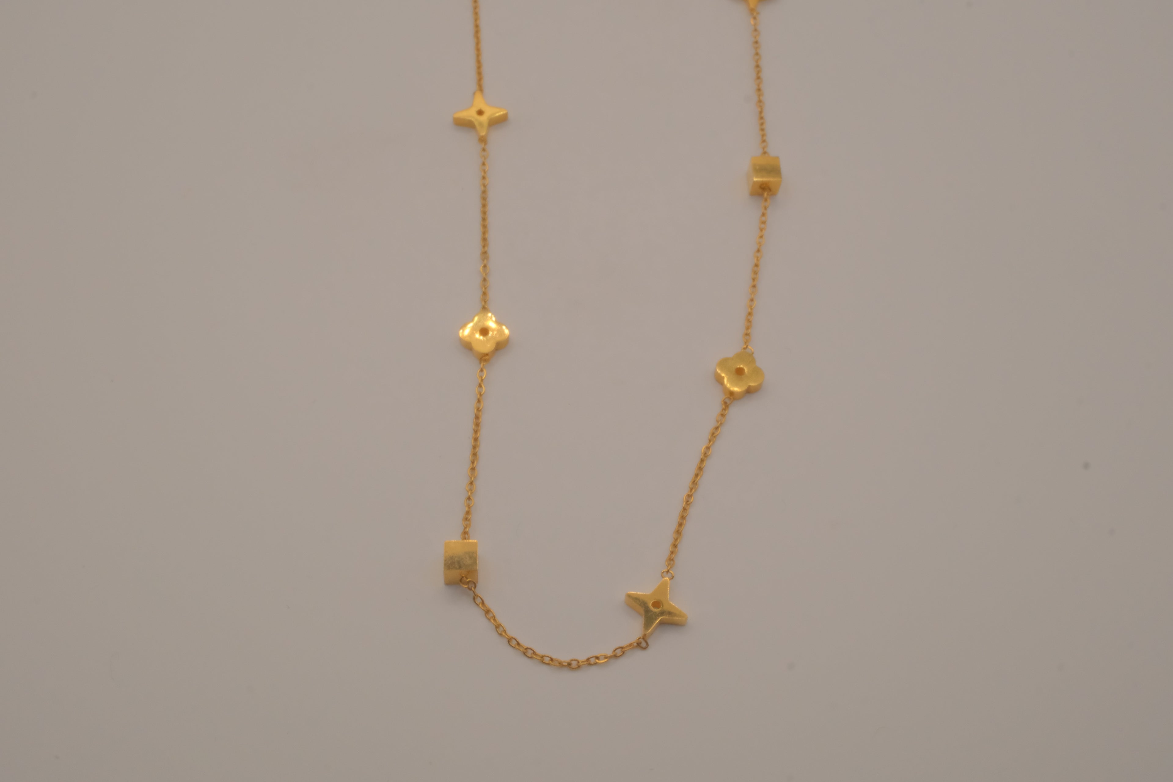 18K GP Geometric Clover Necklace