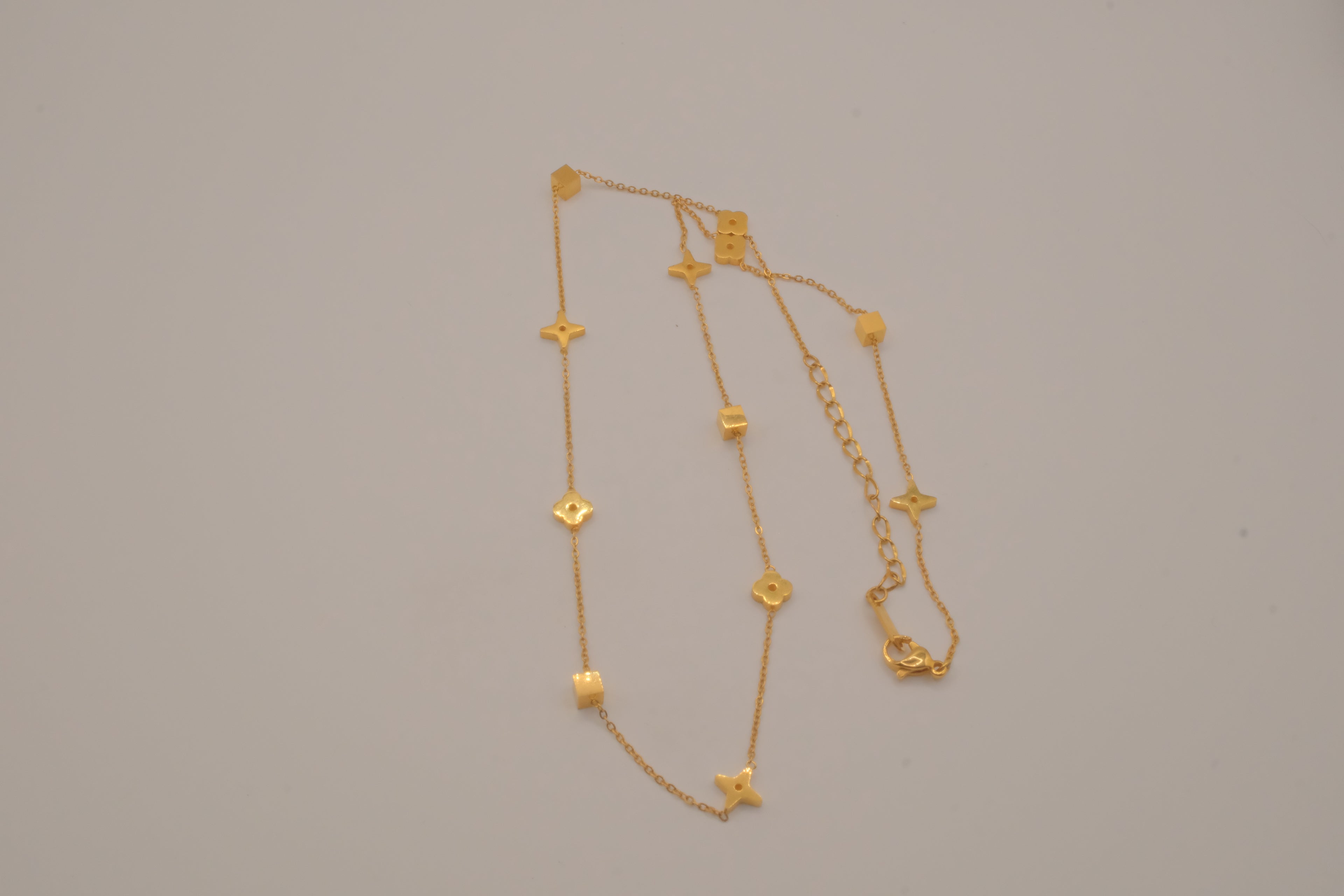 18K GP Geometric Clover Necklace