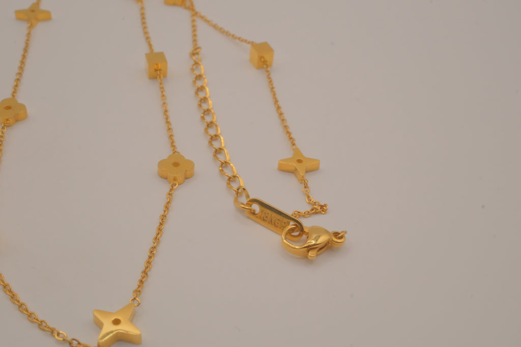 18K GP Geometric Clover Necklace