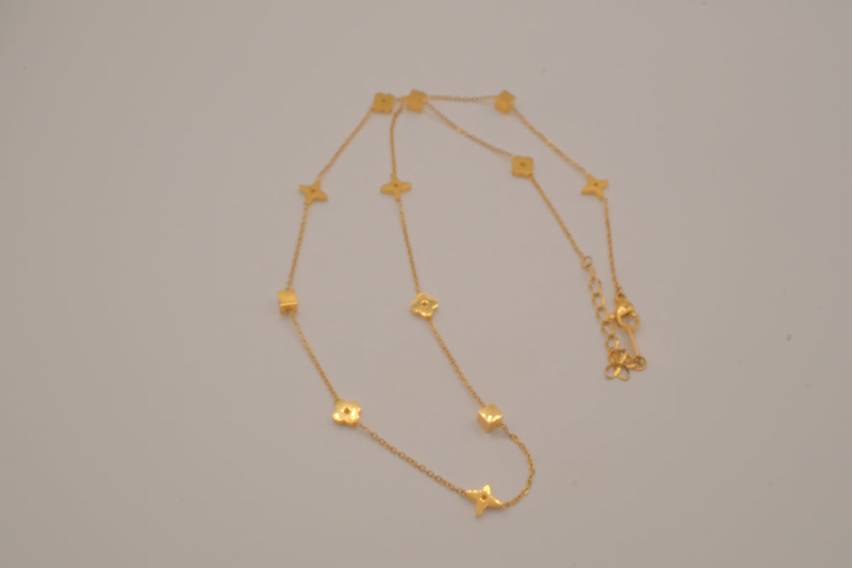 18K GP Geometric Clover Necklace