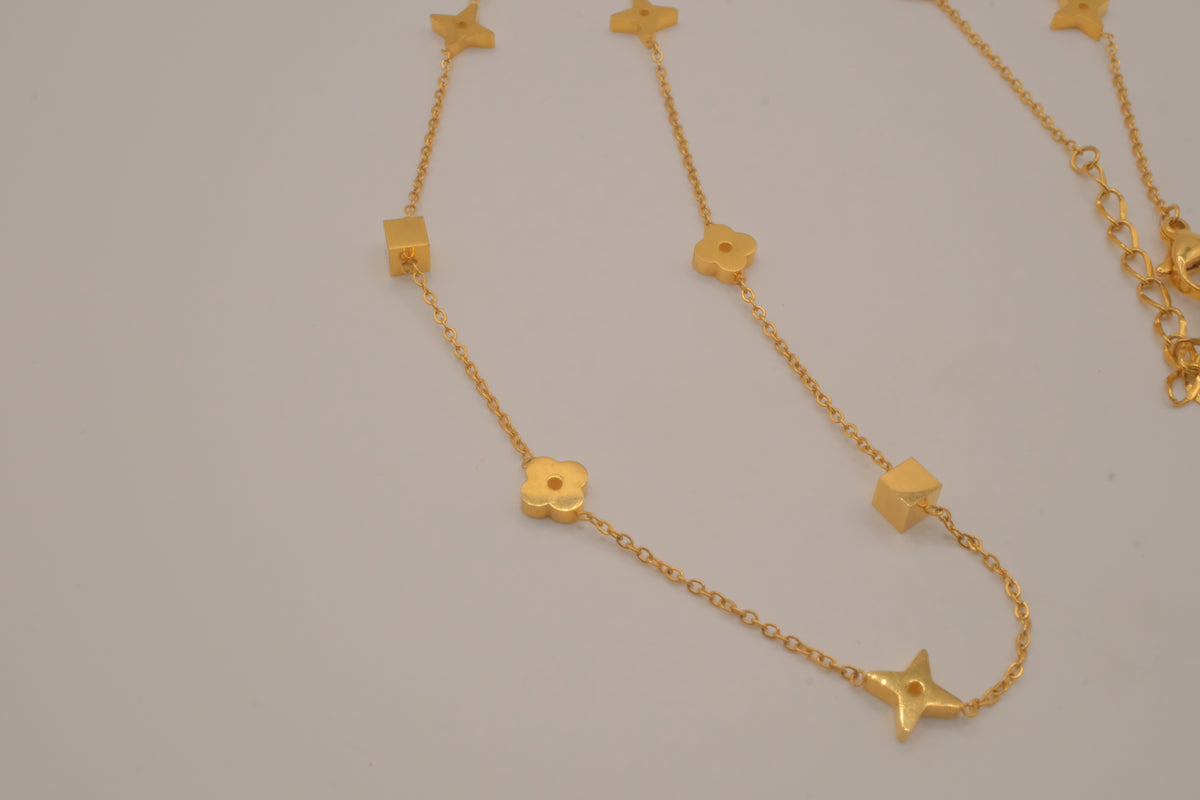 18K GP Geometric Clover Necklace