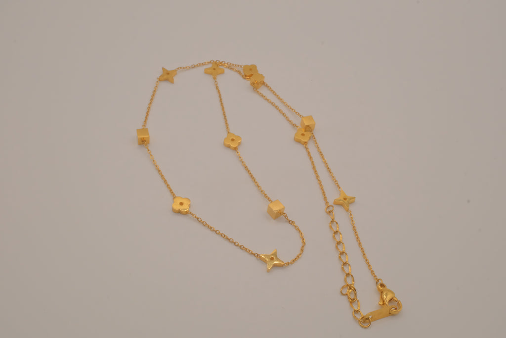 18K GP Geometric Clover Necklace