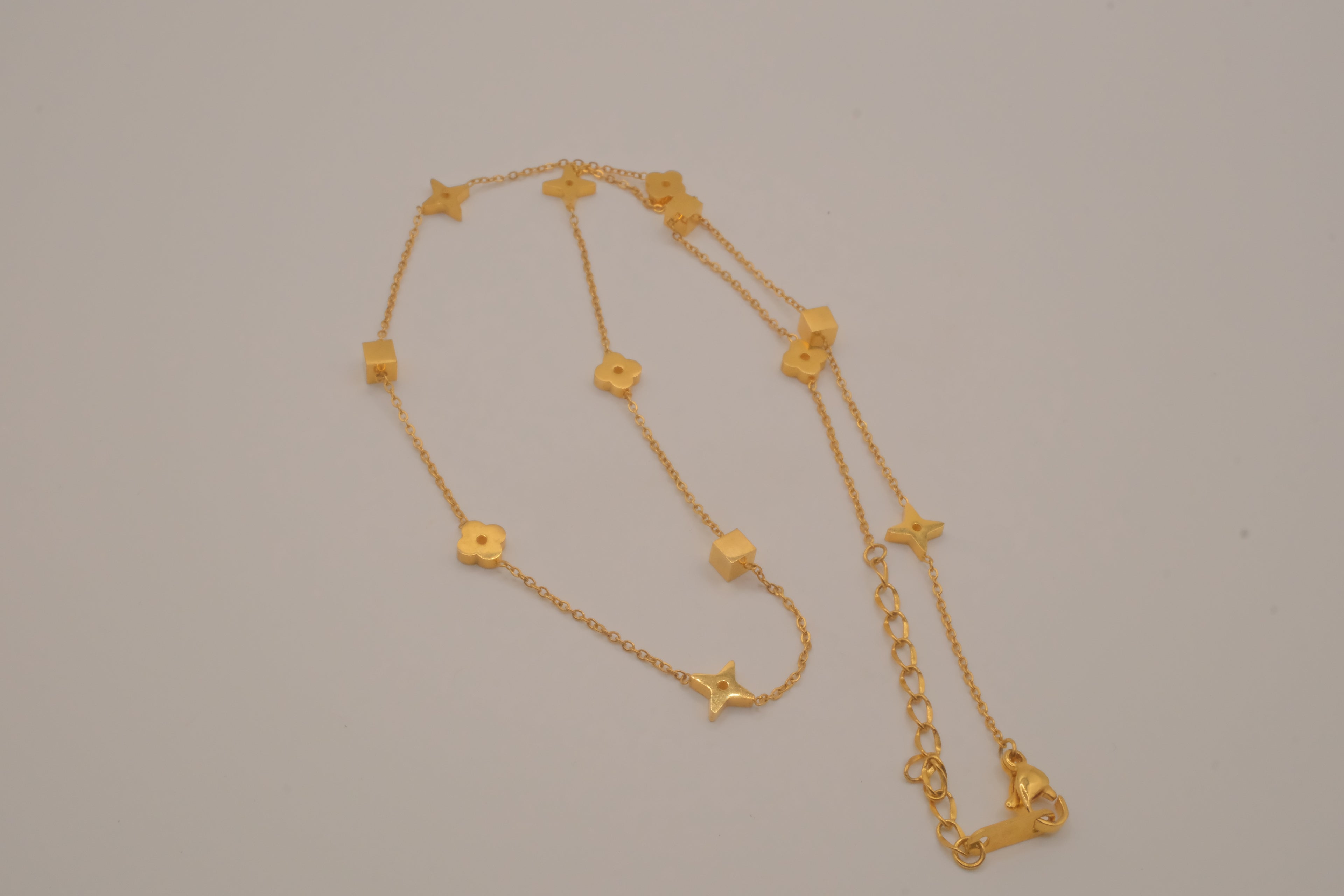 18K GP Geometric Clover Necklace