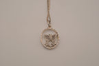 Butterfly circular pendant necklace