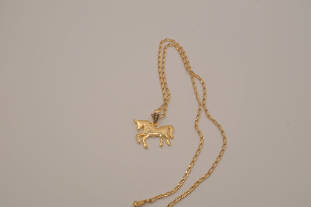 18K GP unicorn pendant necklace