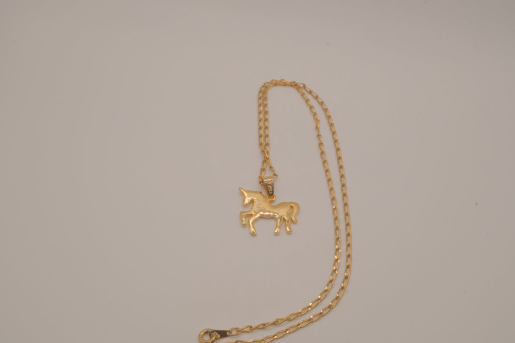 18K GP unicorn pendant necklace