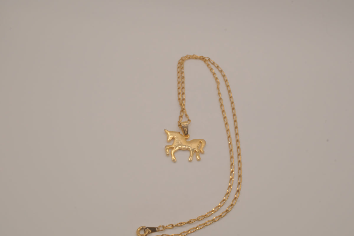 18K GP unicorn pendant necklace