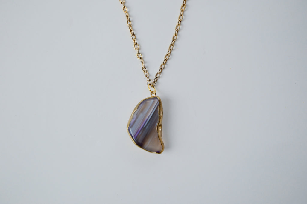 Reworked Purple agate slice chain