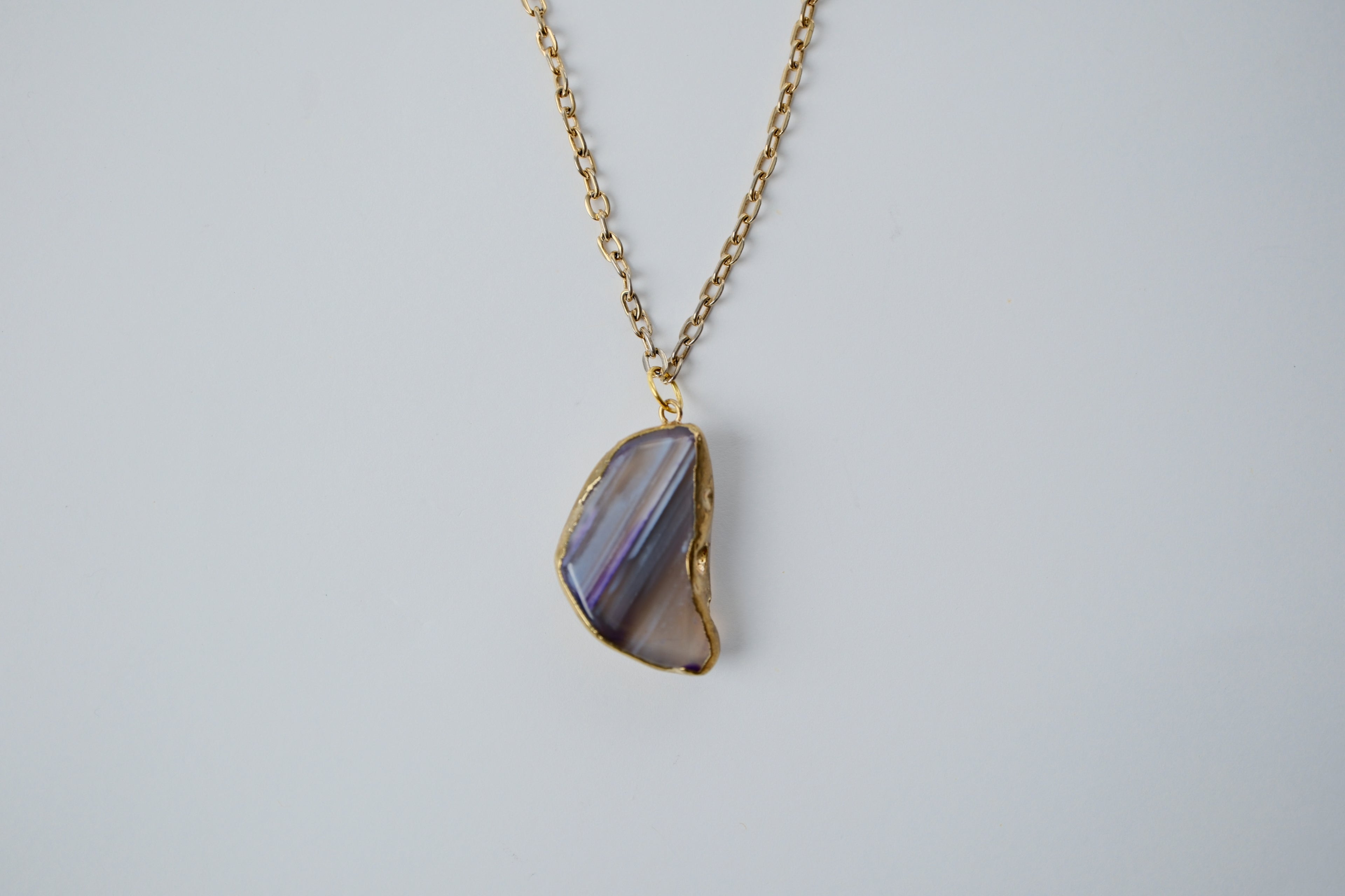 Reworked Purple agate slice chain