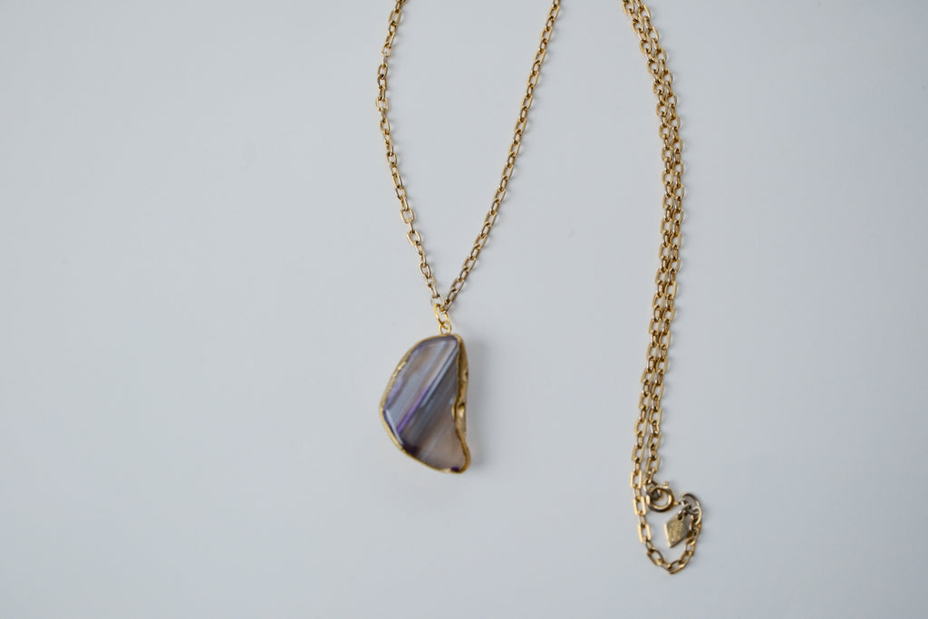 Reworked Purple agate slice chain