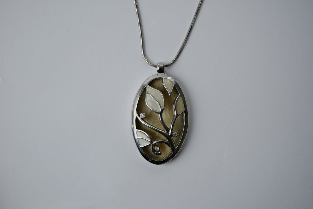 Reworked Silver Enamel Flower Necklace
