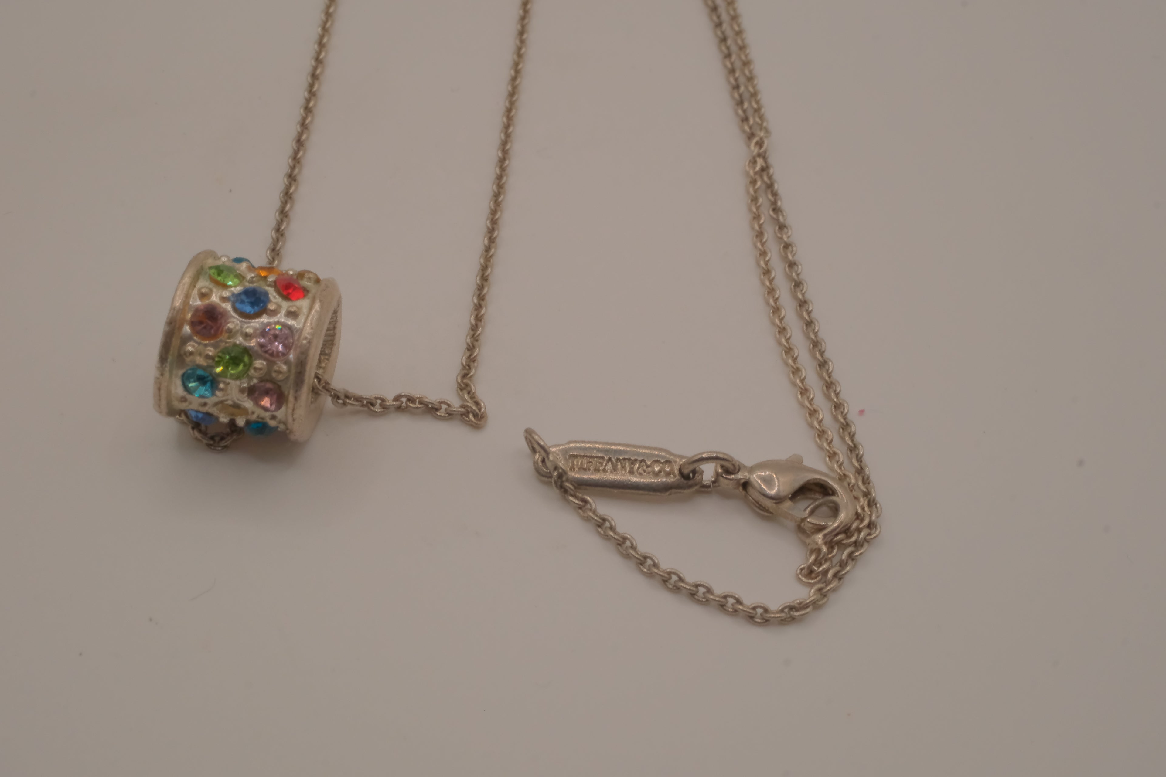 Tiffany &amp; Co. multi-color barrel pendant necklace
