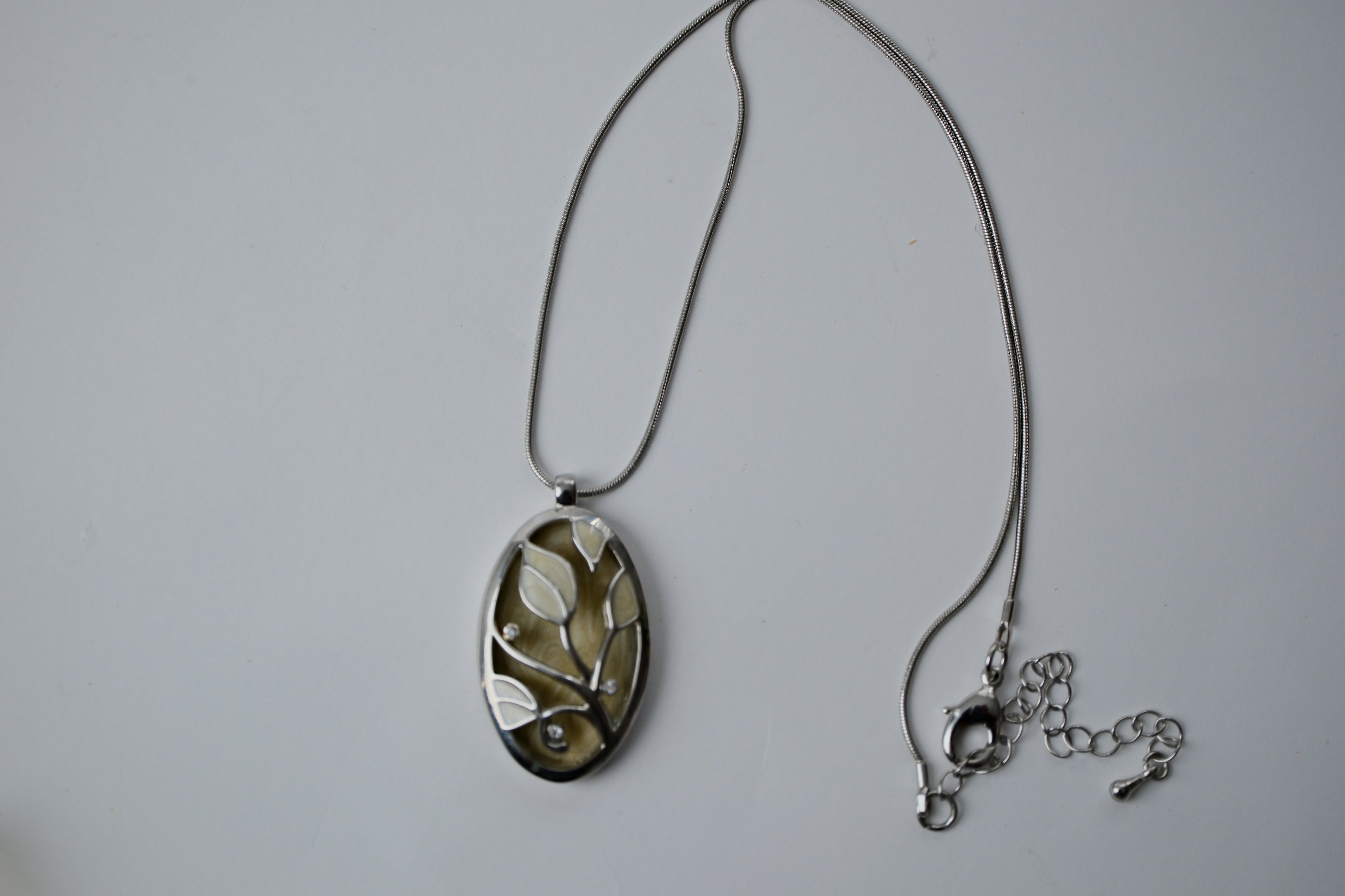 Reworked Silver Enamel Flower Necklace