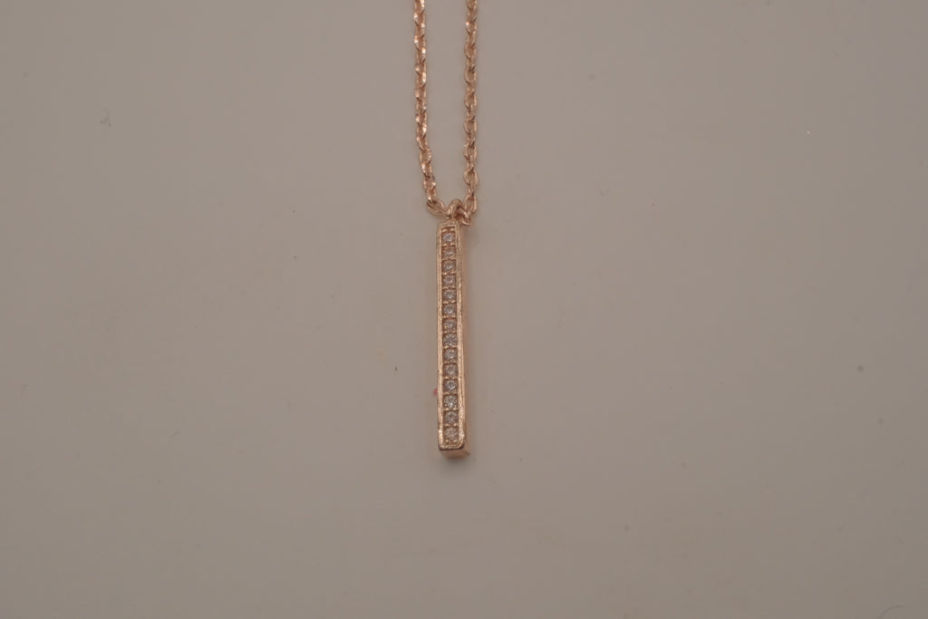 Rose gold vertical bar pendant necklace