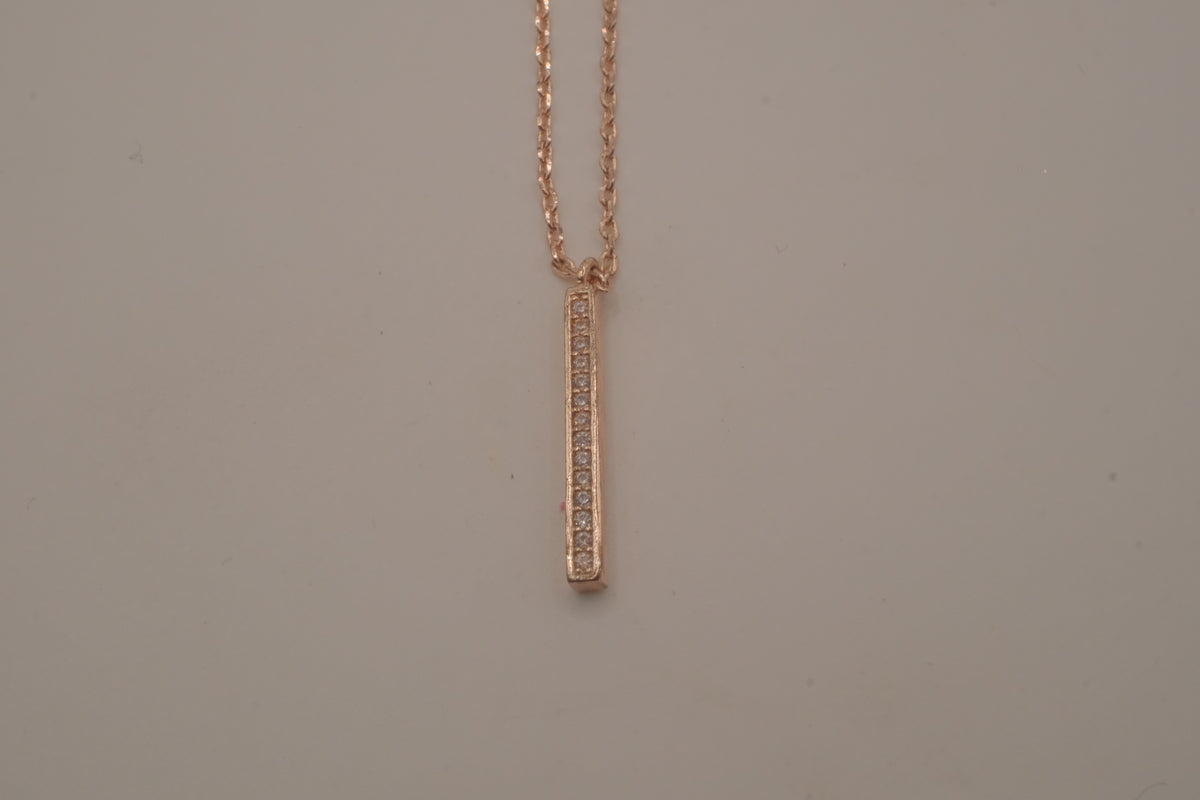 Rose gold vertical bar pendant necklace