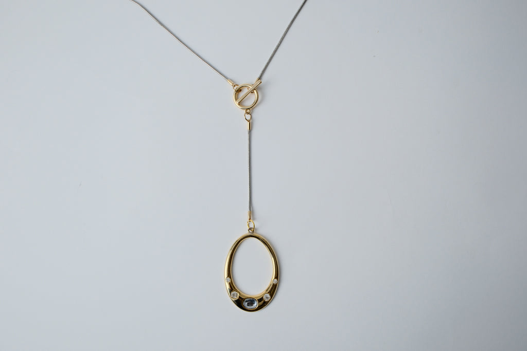 Reworked Two Toned Y Shaped Necklace