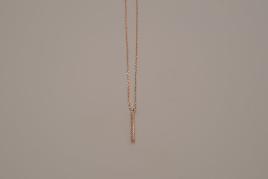 Rose gold vertical bar pendant necklace