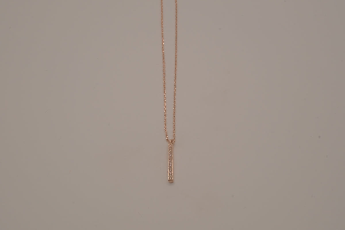 Rose gold vertical bar pendant necklace