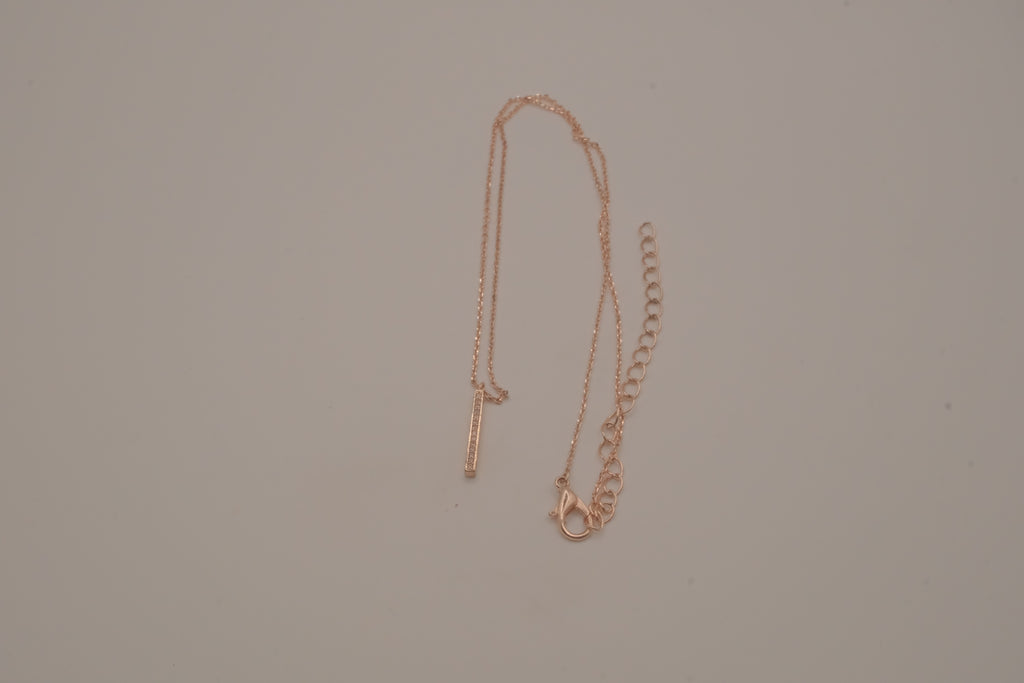Rose gold vertical bar pendant necklace