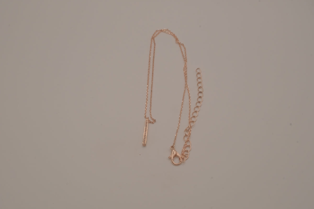 Rose gold vertical bar pendant necklace