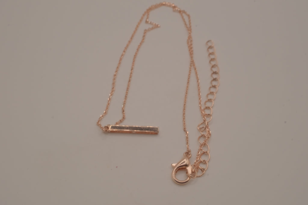 Rose gold vertical bar pendant necklace