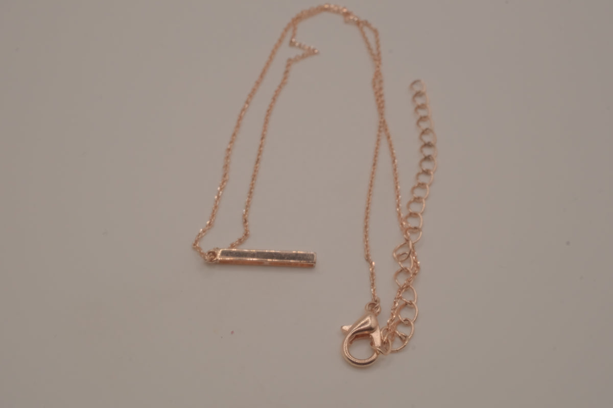 Rose gold vertical bar pendant necklace