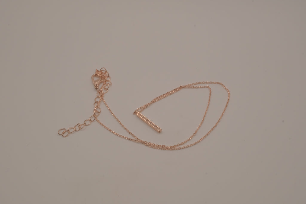 Rose gold vertical bar pendant necklace
