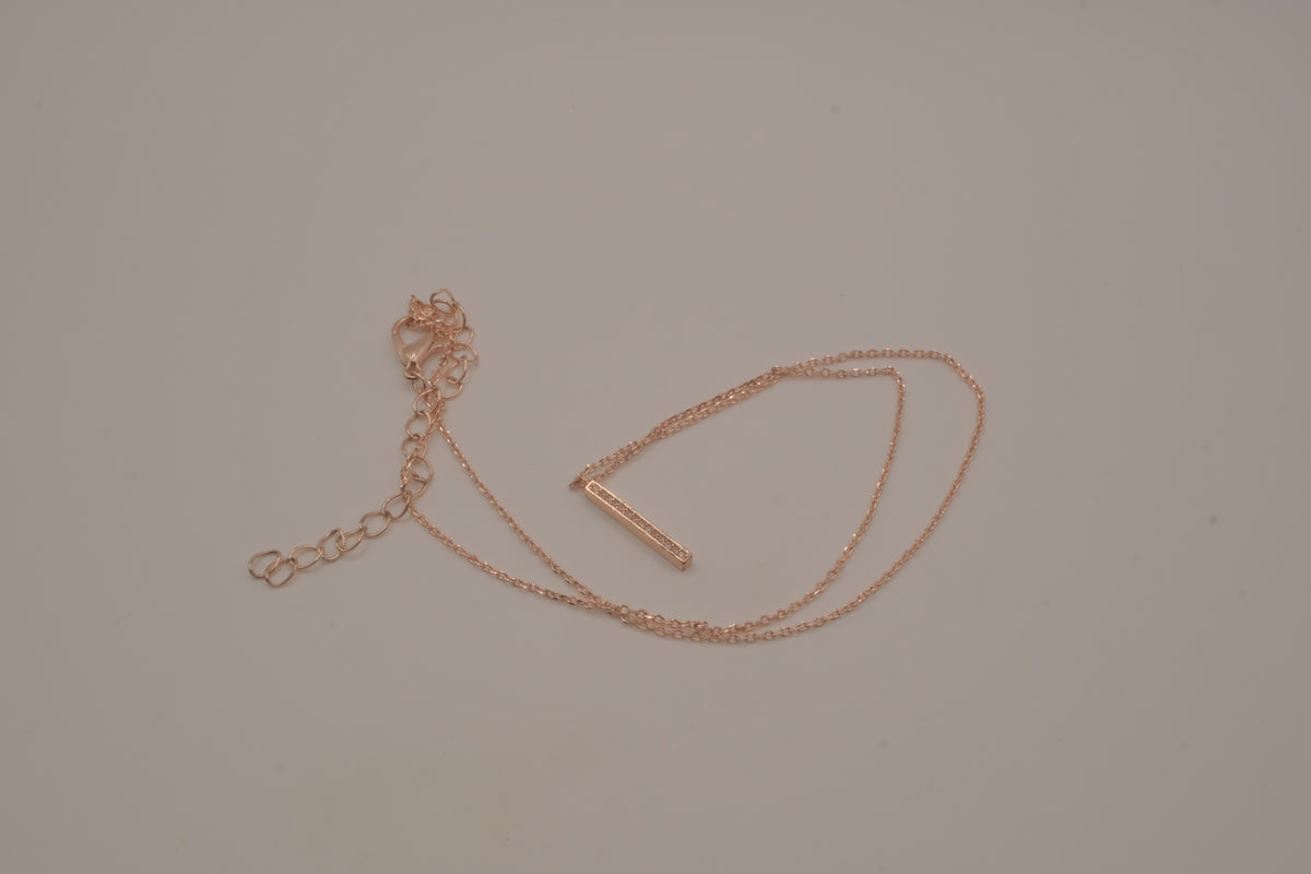 Rose gold vertical bar pendant necklace